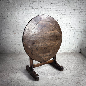 19th Century French Provincial Tilt Top Oak Accent Table