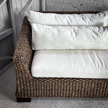 Load image into Gallery viewer, 2000&#39;s Vannor Linen Rattan Sofa
