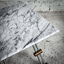 Load image into Gallery viewer, 1970s Modernist Polished Chrome &amp; Marble Accent Table
