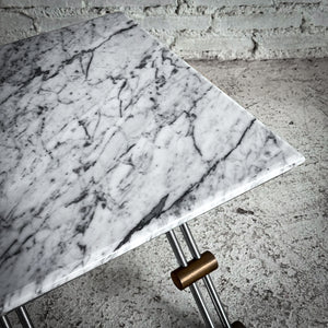 1970s Modernist Polished Chrome & Marble Accent Table