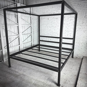 Industrial King Black Metal Bed