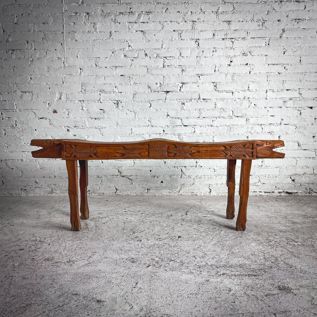 1990's Chacmool Figural Mesquite Bench