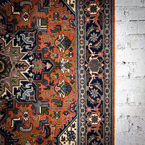 Heriz Wool Accent Persian Knotted Rug