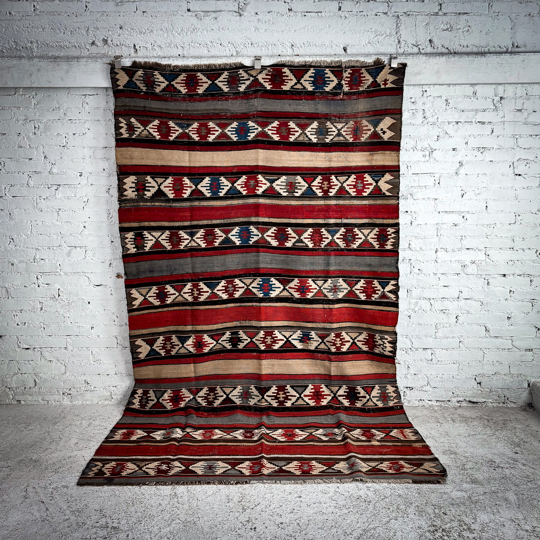 Turkish Wool Area Kilim Flatweave Rug