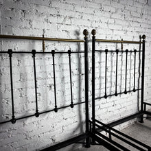 Load image into Gallery viewer, Set of 2 Regency Black Iron &amp; Brass Twin Bed
