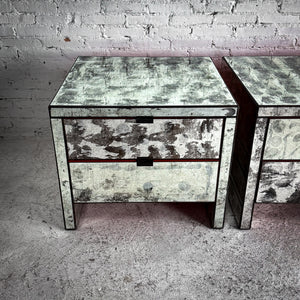Set of 2 Contemporary Mirror Nightstand