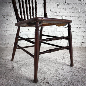 Single Early American Caned Oak Dining Chair