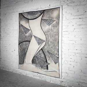 Gerardo Ruiz M. Figurative Abstract Coal & Pastel Painting