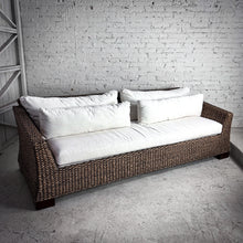 Load image into Gallery viewer, 2000&#39;s Vannor Linen Rattan Sofa
