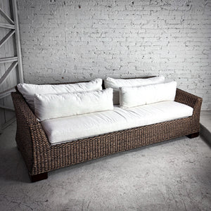2000's Vannor Linen Rattan Sofa