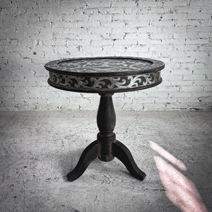 C. 1950's Indian Ebonized Wood Pedestal Table