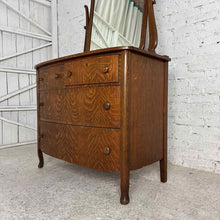 Load image into Gallery viewer, Antique Tiger Oak Bow Dresser
