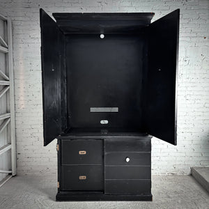 Campaign Black Lacquer Wood Media Cabinet