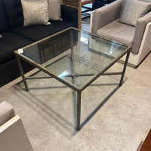 Load image into Gallery viewer, Contemporary Industrial Iron &amp; Glass Cocktail Table

