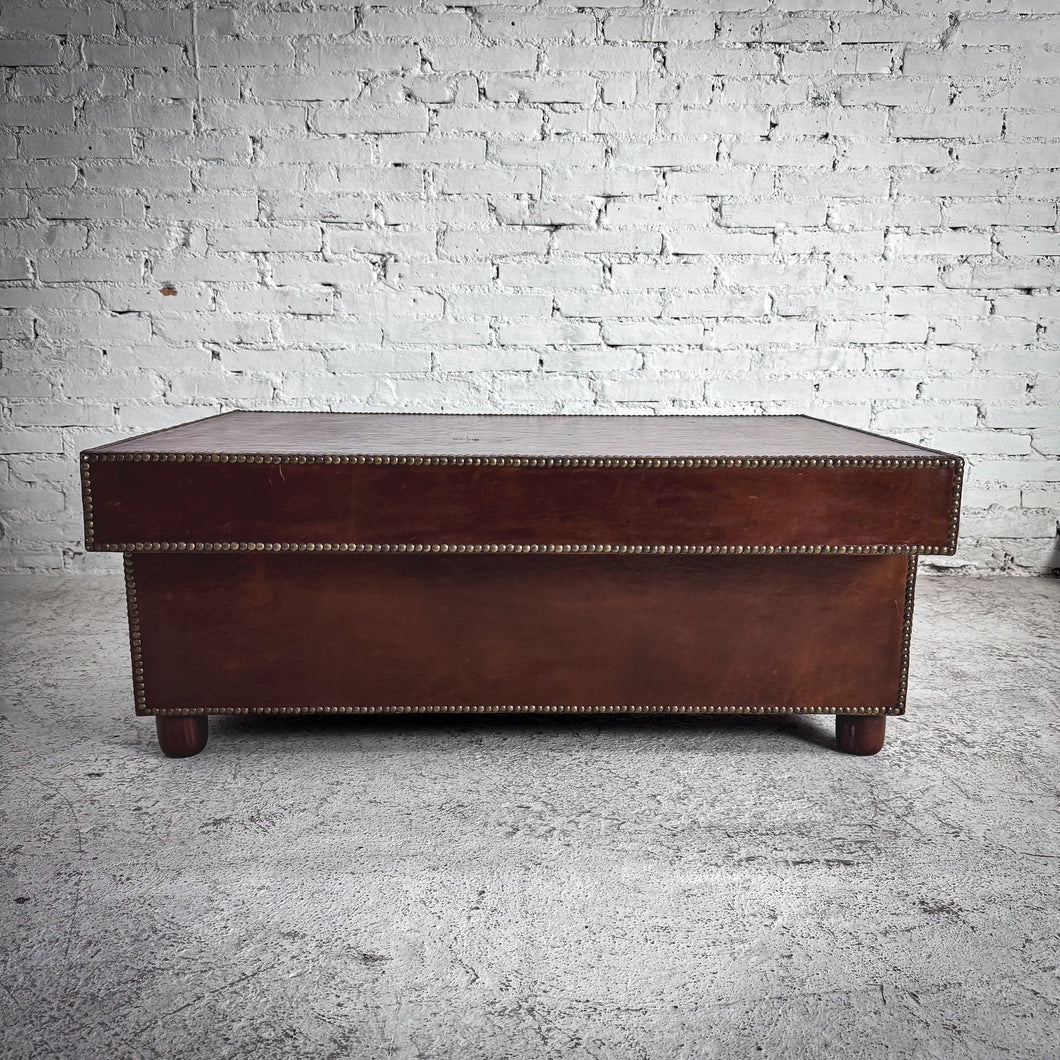 Campaign Leather Clad Cocktail Table