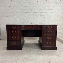 Load image into Gallery viewer, Hekman Serpentine Leather Pedestal Desk
