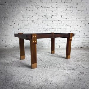Industrial Farmhouse Hammered Tray Copper Side Table