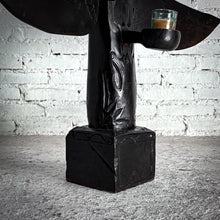 Load image into Gallery viewer, Folk Art Hand Carved Stained Wood Candleholder
