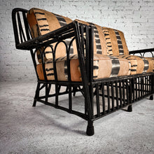 Load image into Gallery viewer, Mid Century Boho Chic Lacquered Rattan Sofa
