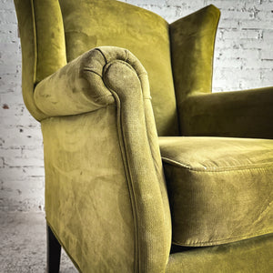 Transitional Fabric Wood Wingback Chair