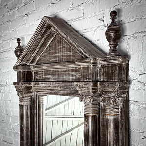 Large Neoclassical Whitewash Wood Wall Mirror