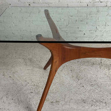 Load image into Gallery viewer, Mid-Century Style Glass &amp; Wood Dining Table
