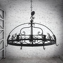 Load image into Gallery viewer, Spanish Colonial Dark Wrought Iron Chandelier

