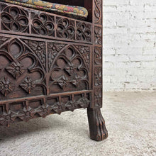 Load image into Gallery viewer, Gothic Revival Carved Wood Throne Armchair
