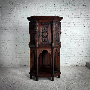 19th C. French Gothic Revival Carved Wood Storage Cabinet