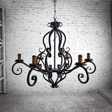 Load image into Gallery viewer, Spanish Colonial Patina Wrought Iron Chandelier
