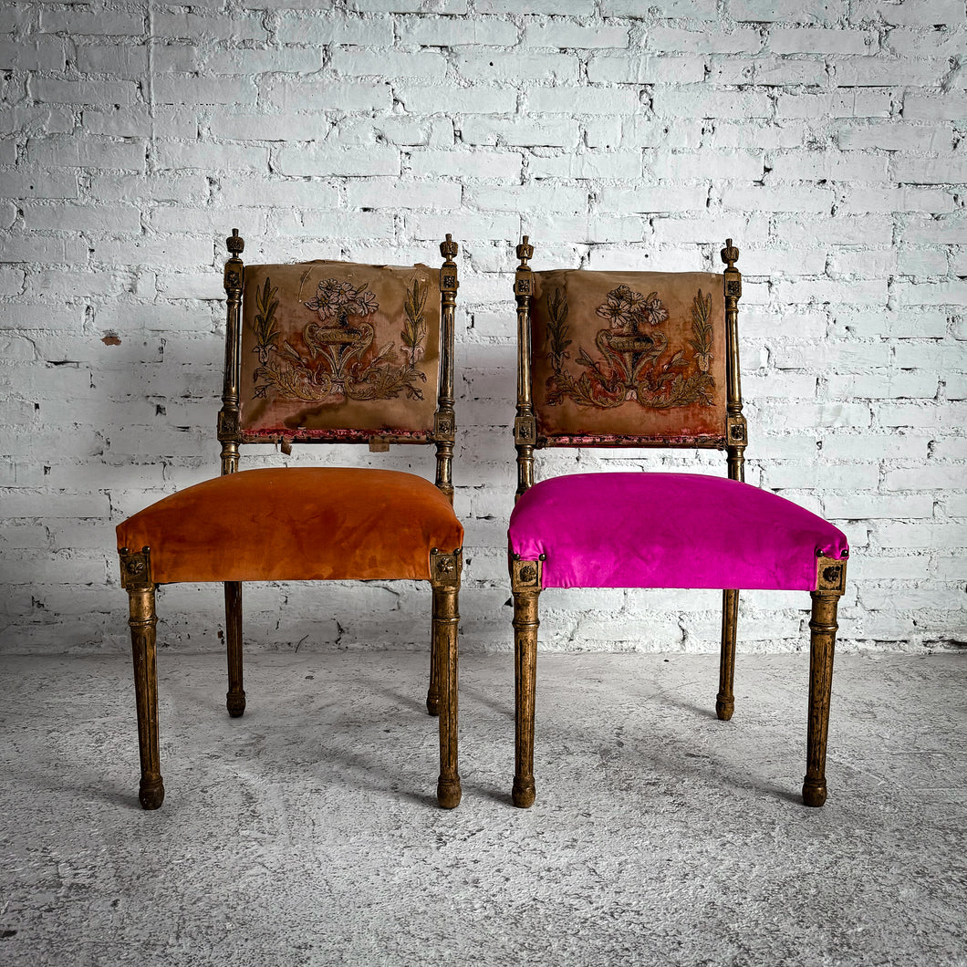 18th C. Louis XVI Upholstered Giltwood Accent Chair