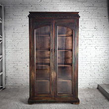 Load image into Gallery viewer, Colonial Style Dark Wood Display Cabinet
