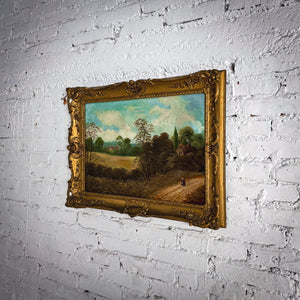 Late 19th C. E. Cole Landscape Realism Oil Canvas Painting