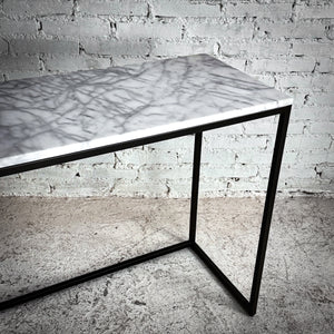 Modern Carrara Marble Top Metal Console