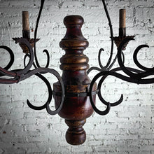 Load image into Gallery viewer, Spanish Colonial Iron &amp; Wood Chandelier
