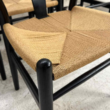 Load image into Gallery viewer, Set of 8 Black Wishbone Dining Chairs

