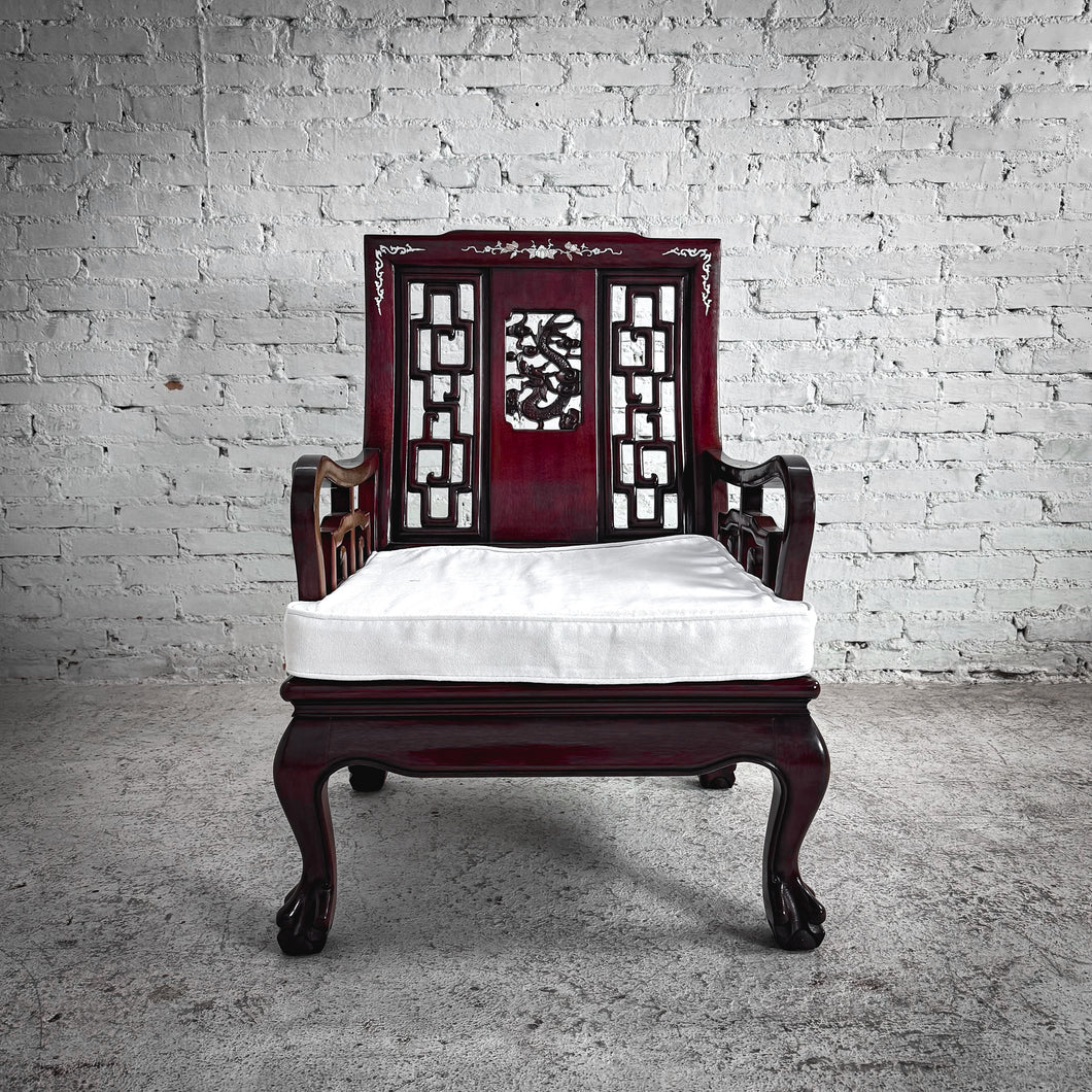 Qing Style Carved Rosewood Armchair