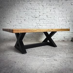 Rustic Natural Wood & Metal Cocktail Table