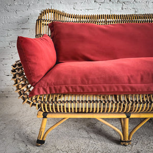 Vintage Boho Natural Rattan Sofa