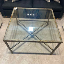 Load image into Gallery viewer, Contemporary Industrial Iron &amp; Glass Cocktail Table

