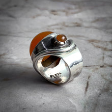 Load image into Gallery viewer, Modernist Sterling Silver Amber Cocktail Ring
