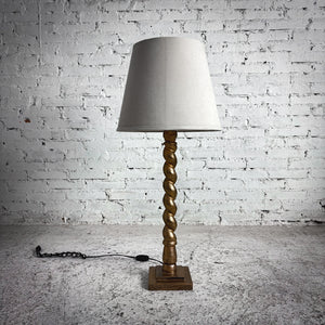 Gilt Barley Twist Wood Standard Table Lamp
