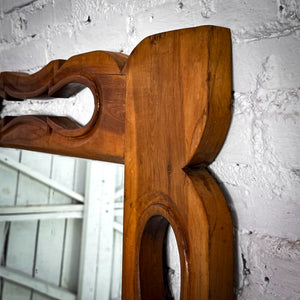 Transitional Open Carved Parota Wall Mirror