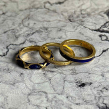 Load image into Gallery viewer, Set of 3 Vintage Italian 18K Gold Blue Enamel Band
