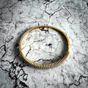 20th C. 14K Yellow Gold Diamond Bangle