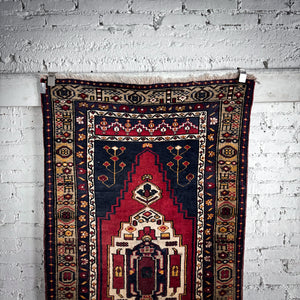 Mid Century Qashqai Small Area Oriental Knotted Rug