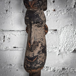 Elongated African Weathered Wood Mask Ethnic Arts