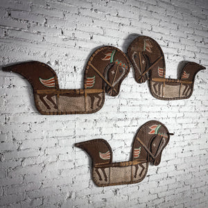 Single Southeast Asian Woven Painted Bamboo Horse Wall Decor