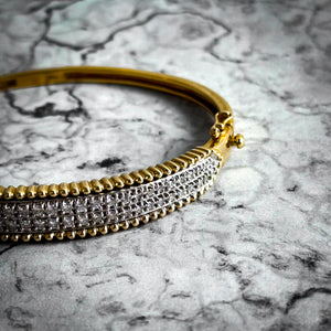 20th C. 14K Yellow Gold Diamond Bangle