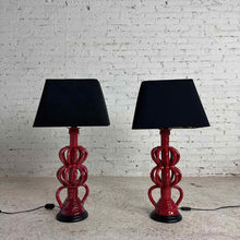 Load image into Gallery viewer, Pair Red Sculptural Ceramic Table Lamps

